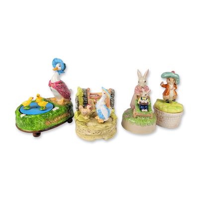 Sale Photo Thumbnail #339: 4pc Schmid and Otagiri Beatrix Potter Ceramic Musical Boxes