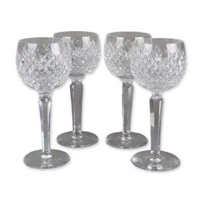 Sale Photo Thumbnail #250: 4pc Waterford Alana Cut Crystal Hock Wine Glasses