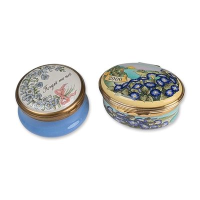 2pc Halcyon Days English Enamel Trinket Boxes