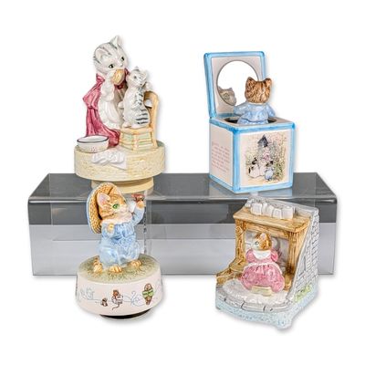 Sale Photo Thumbnail #128: 4pc Schmid Beatrix Potter Ceramic Musical Figurines