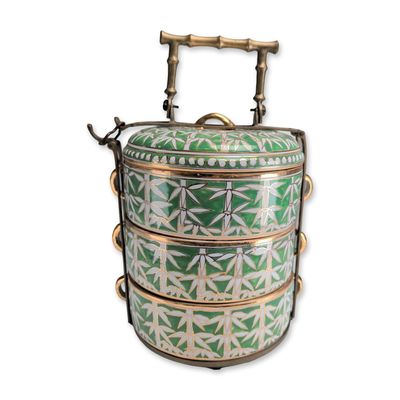 Sale Photo Thumbnail #203: Thai Benjarong Porcelain Three-Tier Food Carrier