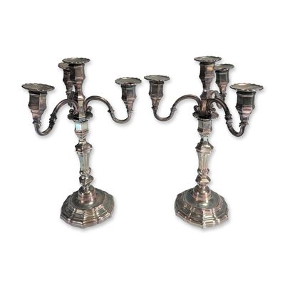 Sale Photo Thumbnail #270: 2pc Rococo Style Silver-Toned Five-Light Candelabra