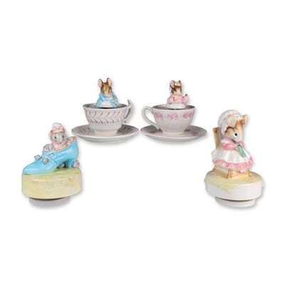 Sale Photo Thumbnail #341: 4pc Schmid Beatrix Potter Ceramic Musical Figurines