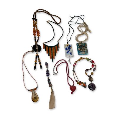 Sale Photo Thumbnail #148: 8pc Group of Artisan Fashion Necklaces