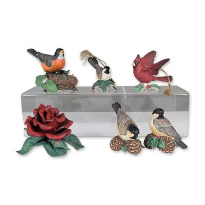 Sale Photo Thumbnail #114: 6pc Lenox Porcelain Bird and Floral Figurines