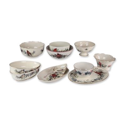 Sale Photo Thumbnail #206: 12pc Lenox Porcelain Tableware Set, Winter Greetings