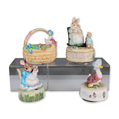 Sale Photo Thumbnail #338: 4pc Collection of Schmid Beatrix Potter Ceramic Music Boxes