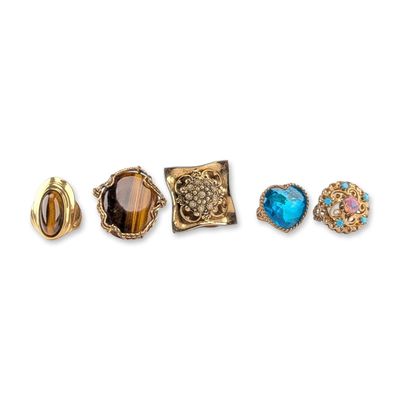 Sale Photo Thumbnail #374: 5pc Vintage and Contemporary Cocktail Rings