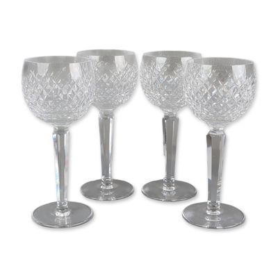 4pc Waterford Alana Cut Crystal Wine Glasses