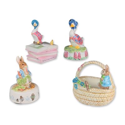 Sale Photo Thumbnail #129: 4pc Schmid Beatrix Potter Ceramic Musical Figurines