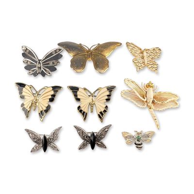 Sale Photo Thumbnail #365: 9pc Collection of Vintage Insect Costume Jewelry Brooches