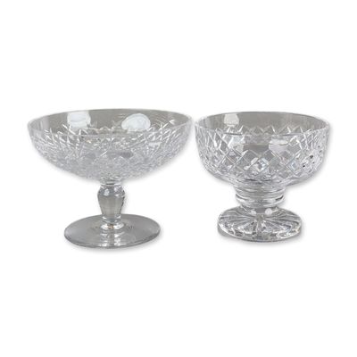 2pc Waterford Cut Crystal Footed Bowls