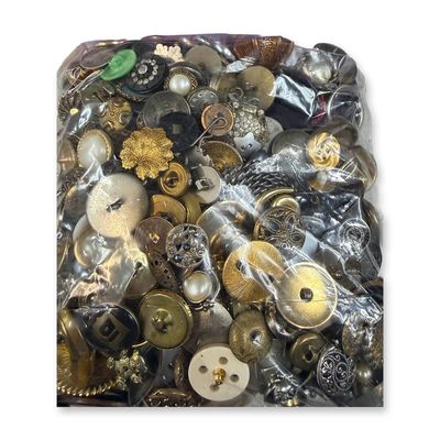 Sale Photo Thumbnail #380: A HEAVY BAG LOT OF METAL BUTTONS