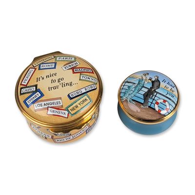 Sale Photo Thumbnail #216: 2pc Halcyon Days English Enamel Trinket Boxes