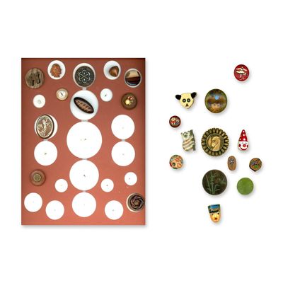 Sale Photo Thumbnail #393: 2 CARDS OF ASSORTED WOOD BUTTONS