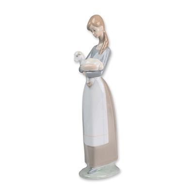 Lladro Glazed Porcelain Figurine, Girl with Lamb 01004505