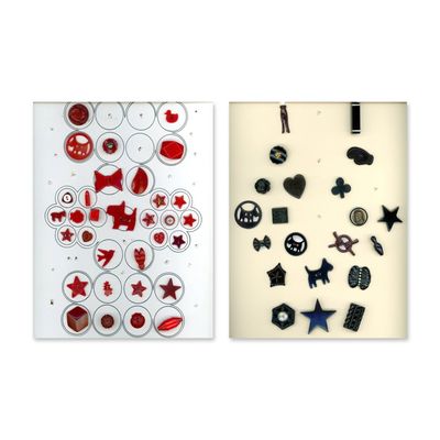 Sale Photo Thumbnail #400: 2 CARDS OF DIVISION THREE BAKELITE BUTTONS