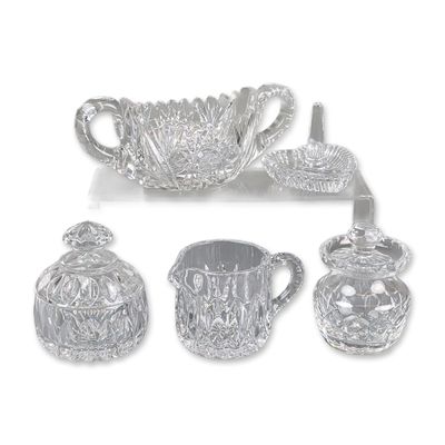 Sale Photo Thumbnail #163: 5pc Cut Glass Tableware Group