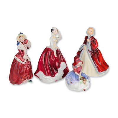 Sale Photo Thumbnail #330: 4pc Royal Doulton Figurines, Christmas Morn, Gail, Rachel, and Monica