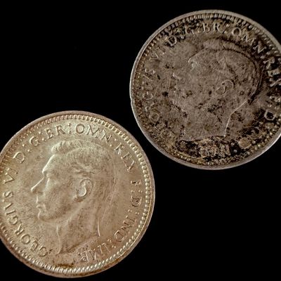 Sale Photo Thumbnail #129: A Pair of Australian 1943-D Silver Three Pence Coins