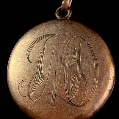 Sale Photo Thumbnail #173: Antique Edwardian 10K Gold-Filled V.E. Black Co. Monogrammed Locket Dated 1914