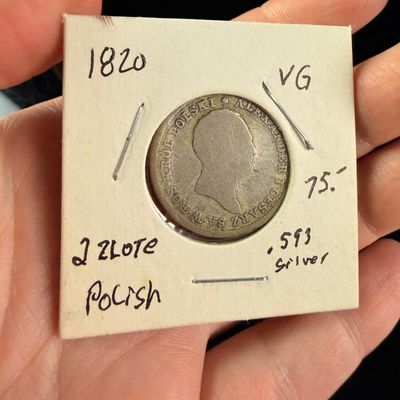 Sale Photo Thumbnail #155: PL 1820 Silver 2 Zlote Alexander I Coin