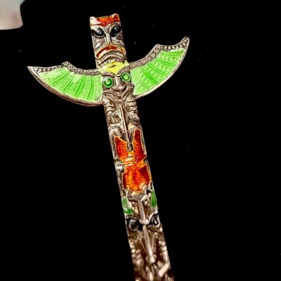Sale Photo Thumbnail #105: Sterling Silver and Enamel Lucky Totem Pole Souvenir Fork