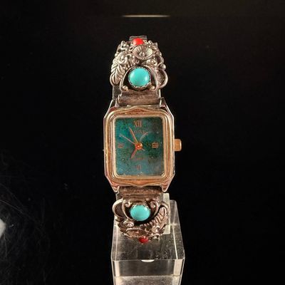 Sale Photo Thumbnail #144: Sky Thunderbird Corporation Sterling Silver Ladies Native American Style Quartz Wristwatch