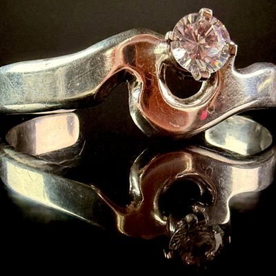 Sale Photo Thumbnail #112: Taxco Mexican Sterling Silver Sculptural Solitaire Cuff Bracelet