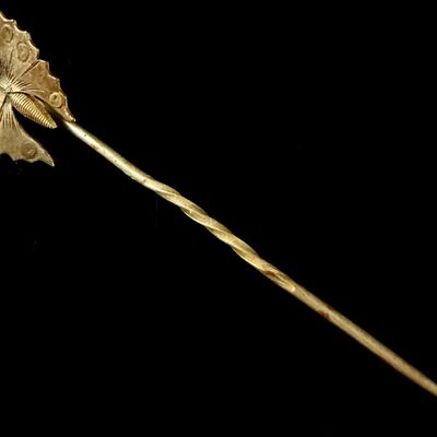Sale Photo Thumbnail #152: Antique Victorian Butterfly Stickpin with Rose Cut Stone