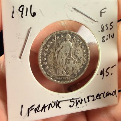 1916 CH Silver 1 Franc Coin