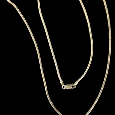 Sterling Silver Italian Snake Chain Necklace with Reversible Rectangular Southwest Motif Pendant