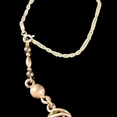 Italian Sterling Silver Lariat Necklace with Spiral Cage Pendant