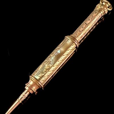 Sale Photo Thumbnail #150: Victorian Mother of Pearl and Gold Filled Telescopic Propelling Pencil