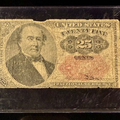 Sale Photo Thumbnail #176: US Fifth Issue Twenty-Five Cent Fractional Currency Note Robert J. Walker