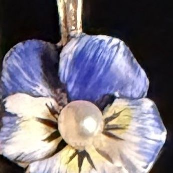 Sale Photo Thumbnail #191: Creed Sterling Silver Vermeil and Enamel Pansy Pendant with Pearl