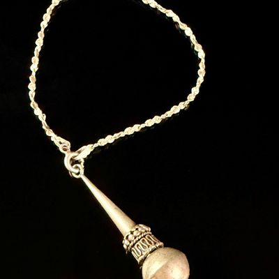 Sterling Silver Hanuman Gada Mace Pendant Necklace
