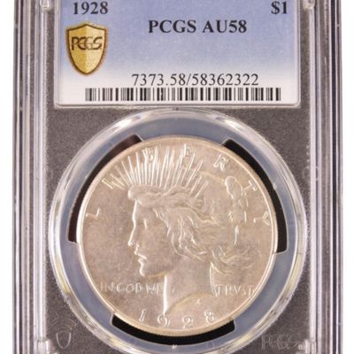 Sale Photo Thumbnail #70: 1928 Peace Dollar AU58 PCGS