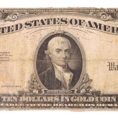 Sale Photo Thumbnail #297: 1922 $10 Gold Cert  SN H8104430