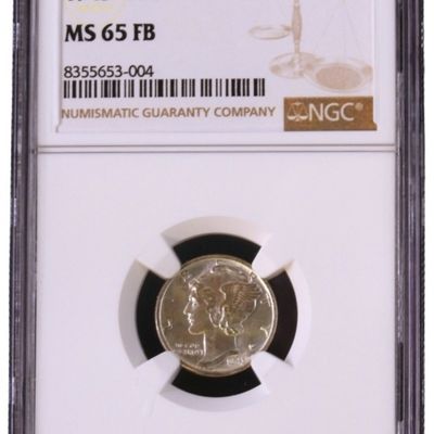 Sale Photo Thumbnail #208: 1943 Mercury Dime MS65 FB NGC
