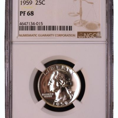 Sale Photo Thumbnail #213: 1959 Washington Quarter PF68 NGC