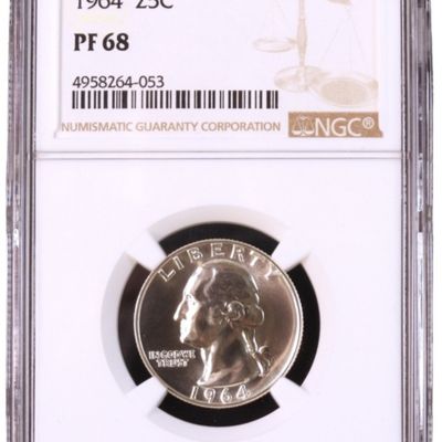 Sale Photo Thumbnail #214: 1964 Washington Quarter PF68 NGC