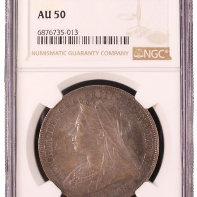 Sale Photo Thumbnail #200: 1899 LXII G. Britain Crown AU50 NGC