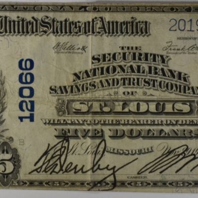 Sale Photo Thumbnail #103: 1921 $5 Security Nat'l Bank Savings and Trust Co