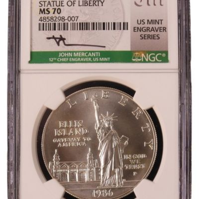 Sale Photo Thumbnail #74: 1986-P $1 Statue of Liberty Commem MS70 NGC