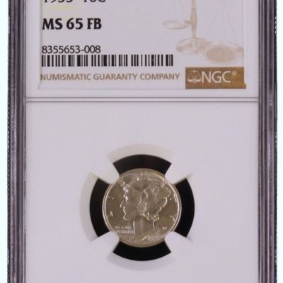 Sale Photo Thumbnail #207: 1935 Mercury Dime MS65 FB NGC