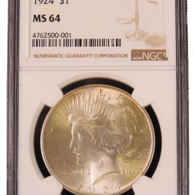 Sale Photo Thumbnail #67: 1924 Peace Dollar MS64 NGC