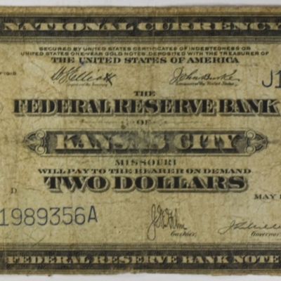 Sale Photo Thumbnail #299: 1914 Federal Reserve Bank of Kansas City $2