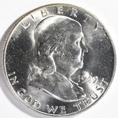 Sale Photo Thumbnail #371: 1949 Franklin Half Dollar CH Unc