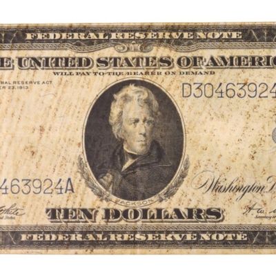 Sale Photo Thumbnail #296: 1914 $10 Federal Reserve Note SN D30463924A 4-D